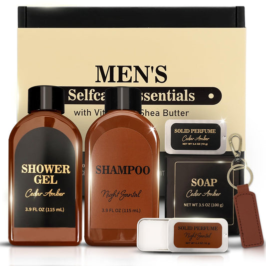 Men's Self Care Gift Set - Cedar & Santal Bath Spa Basket for Father's Day