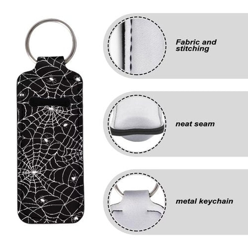 SEANATIVE Cobweb 5PCS Chapstick Holder Key Chain Cute Lip Balm Holder Keychain Clip on Lipstick Lip Gloss Keychain Sleeve Holder for Travel Accessories
