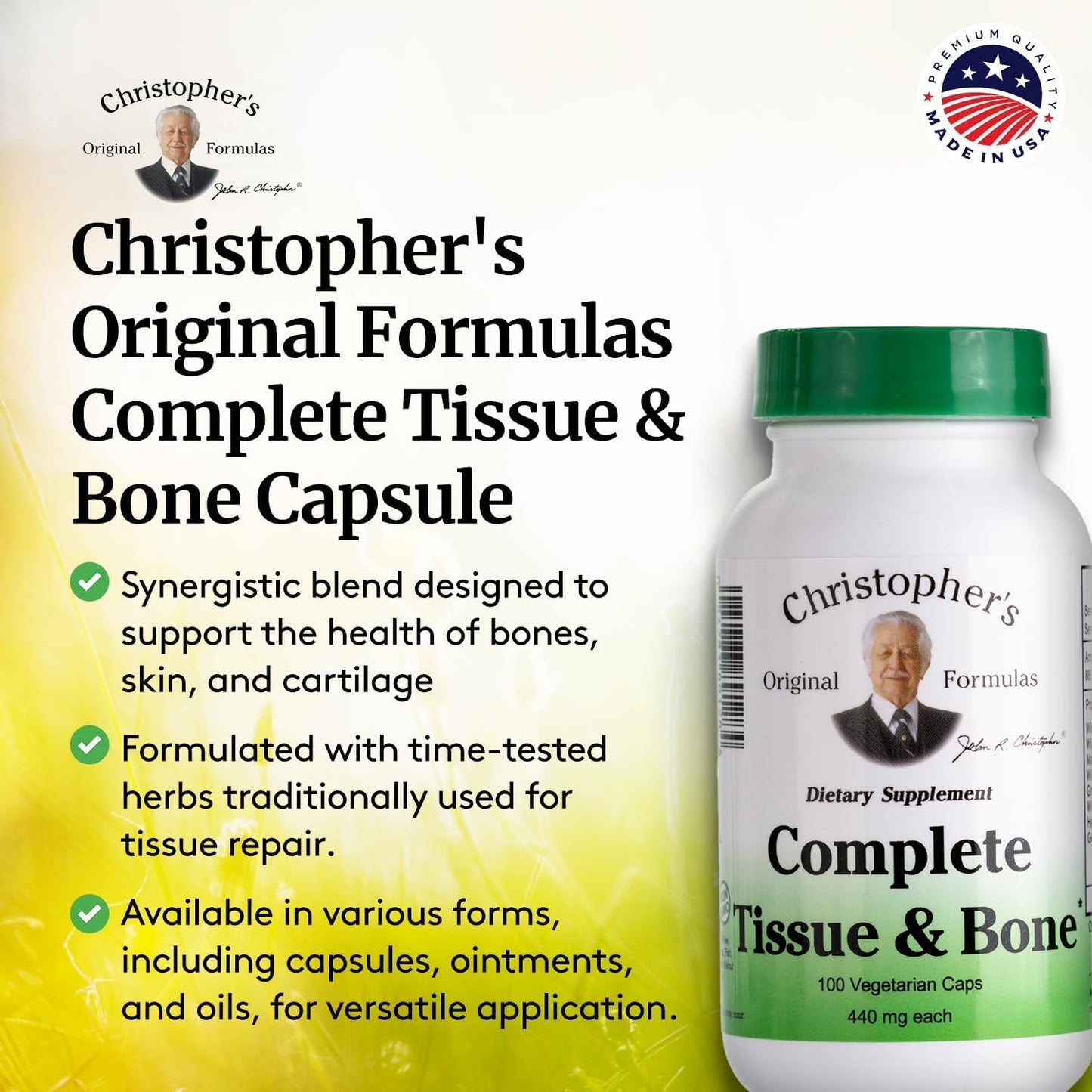 Complete Tissue & Bone Formula - Herbal Support for Bones & Connective Tissue | 100 Veg Caps