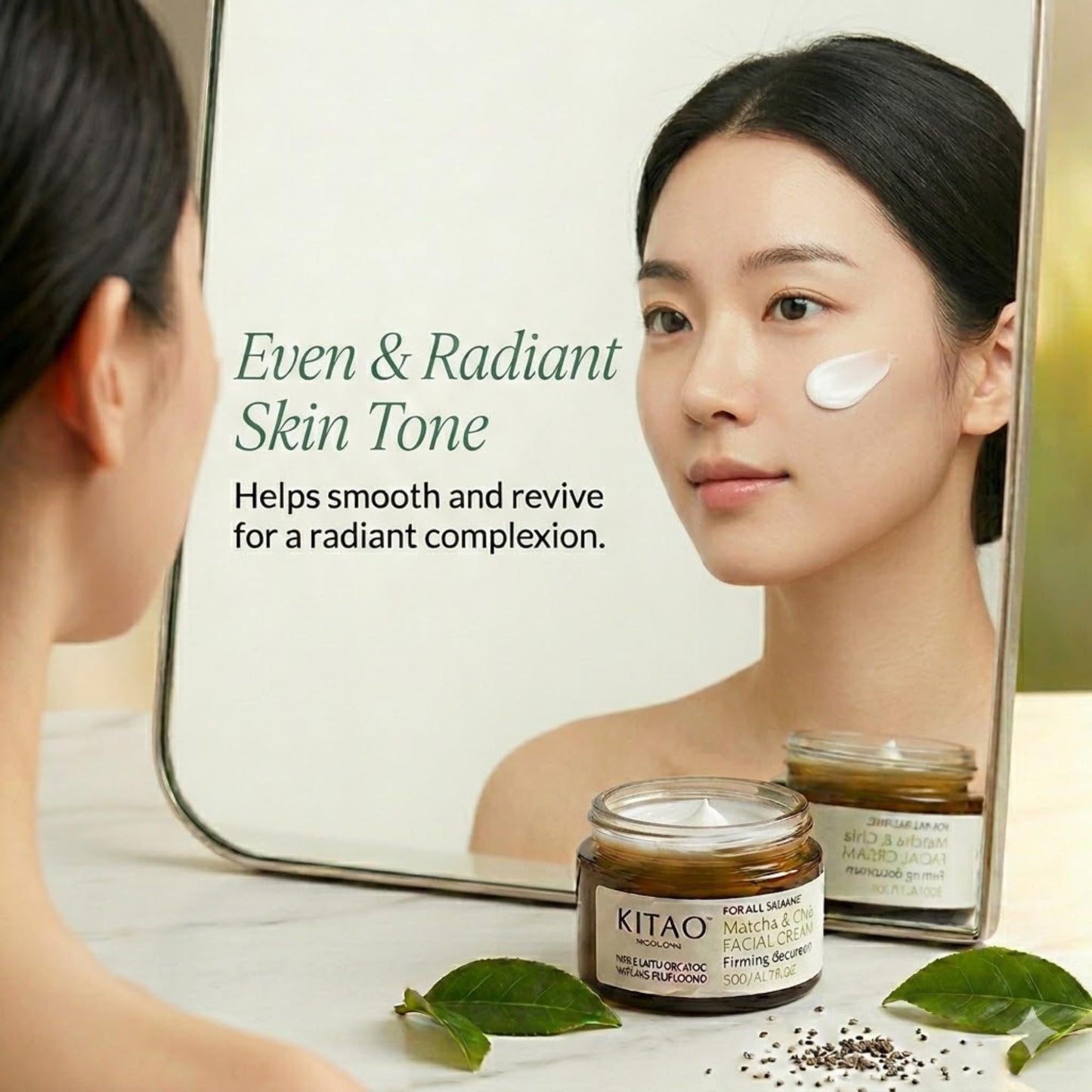 KITAO Anti Aging Face Cream for Women, Organic Face Moisturizer for Sensitive Skin with Matcha, Rice & Vitamin C | Retinol Face Cream, Japanese Skincare Face Moisturizing Cream for Dry Skin 1.7 Fl Oz