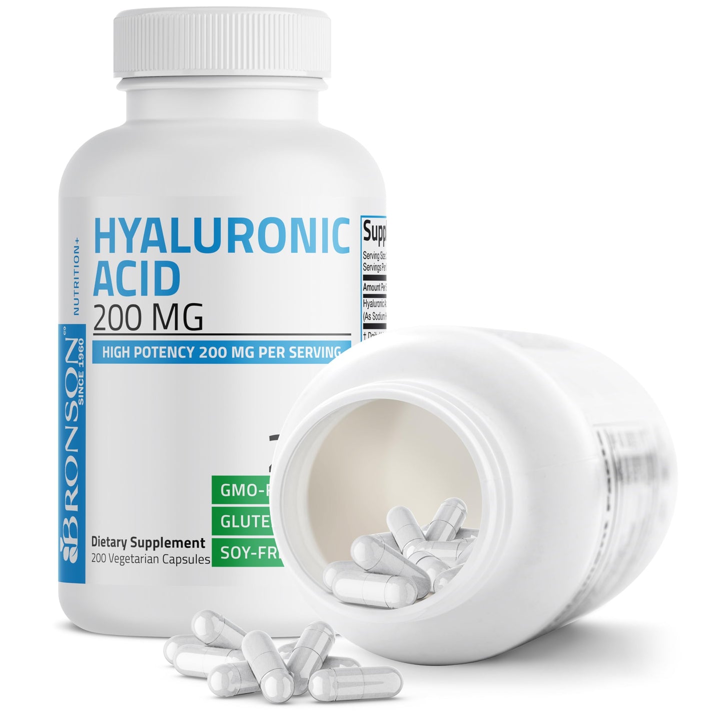 Bronson Hyaluronic Acid 200 MG High Potency Joint Health & Healthy Skin Support, Non-GMO, 200 Vegetarian Capsules