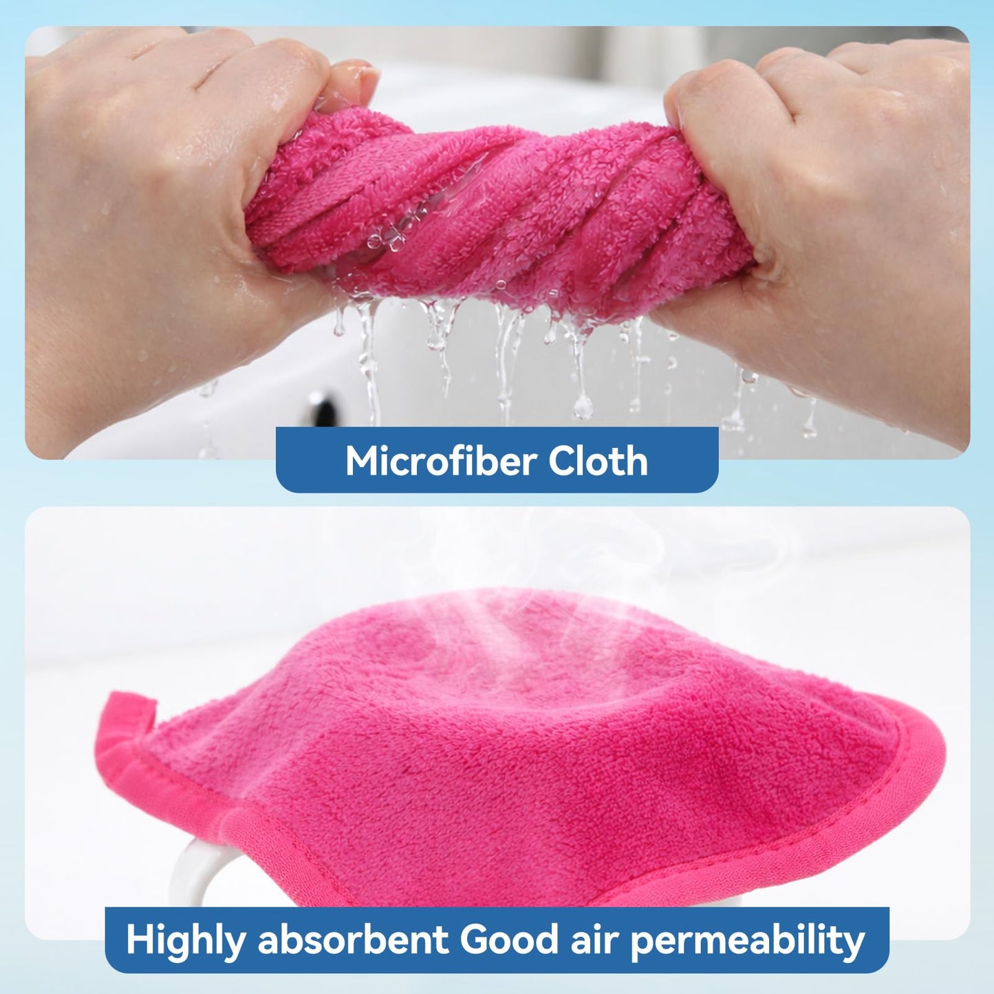 7PCS Makeup Remover Cloth, Makeup Remover Cloth Cleaning Reusable Face Wash Cloths for All Skin Types Face Wash Soft Make up Towels Facial Cleansing Cloths for Women 6" X 6.3"