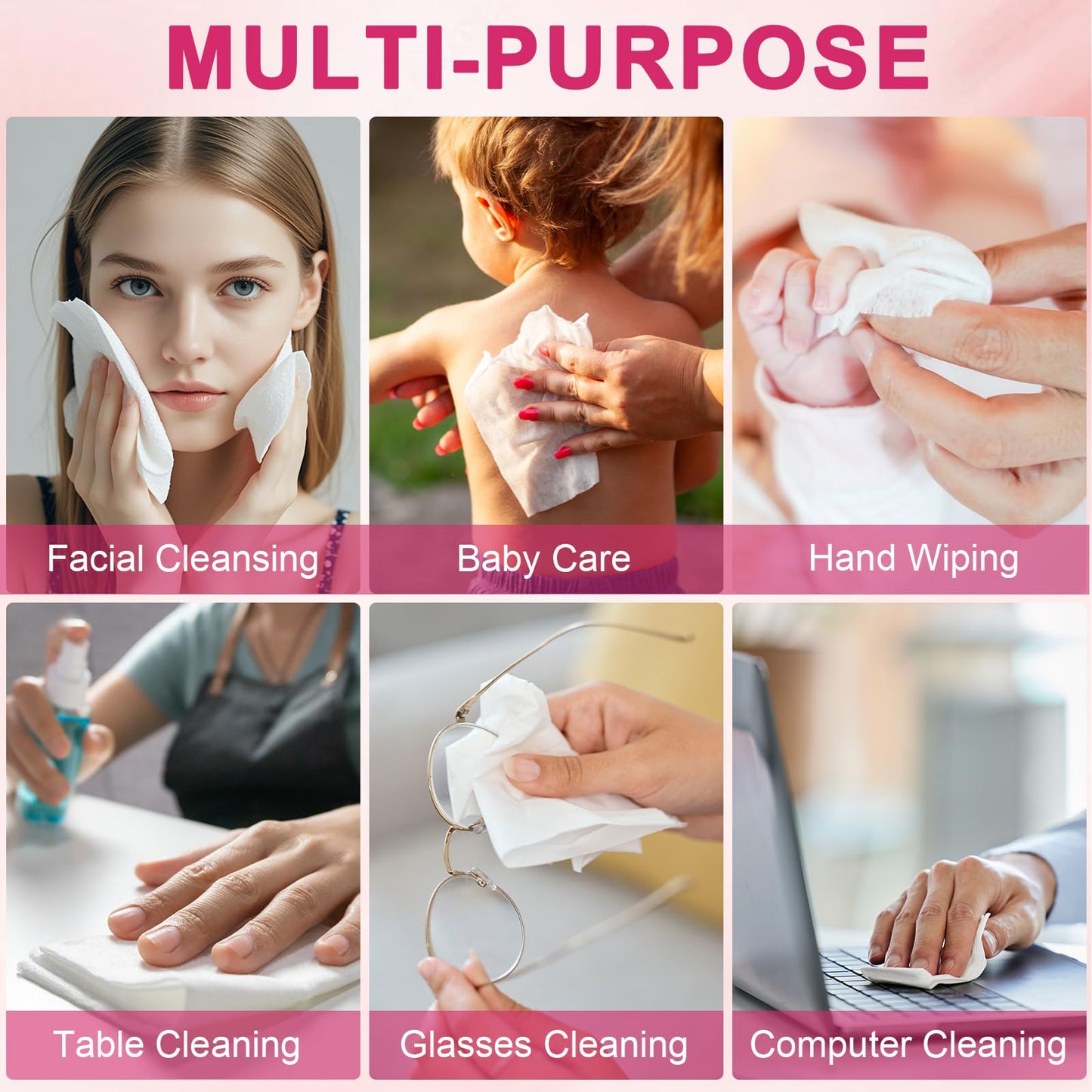 FACEMADE 120 Count Disposable Face Towels, 100% USDA Biobased Face Towelettes Disposable, Clean Facial Towels for Makeup and Clean Skin, Super Soft and Thick Dry Wipes Club