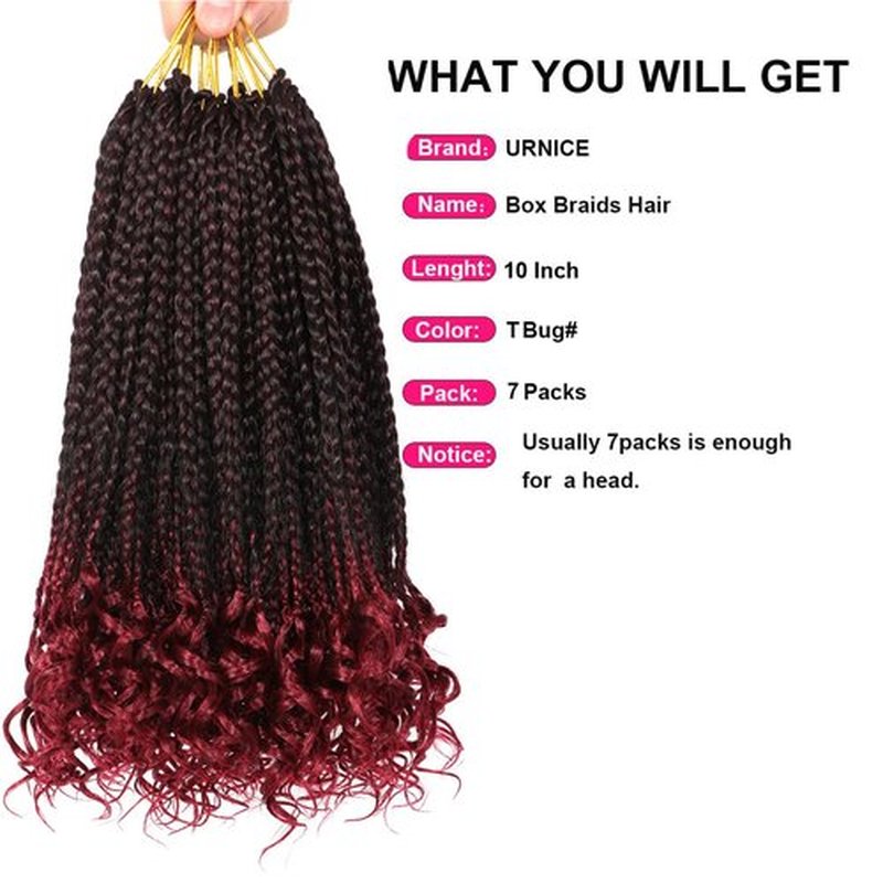 7 Packs Goddess Box Braids Crochet Hair 10 Inch Crochet Braids with Curly Ends Bohemian Crochet Hair Hair for Black Women (10 Inch 7 Packs, TBug#)