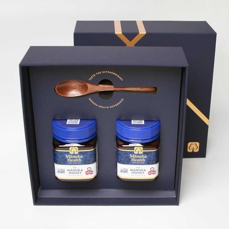 Manuka Honey Gift Set - Certified Raw UMF 20+/MGO 850+ & UMF 13+/MGO 400+ | 8.8oz Jars with Wooden Spoon