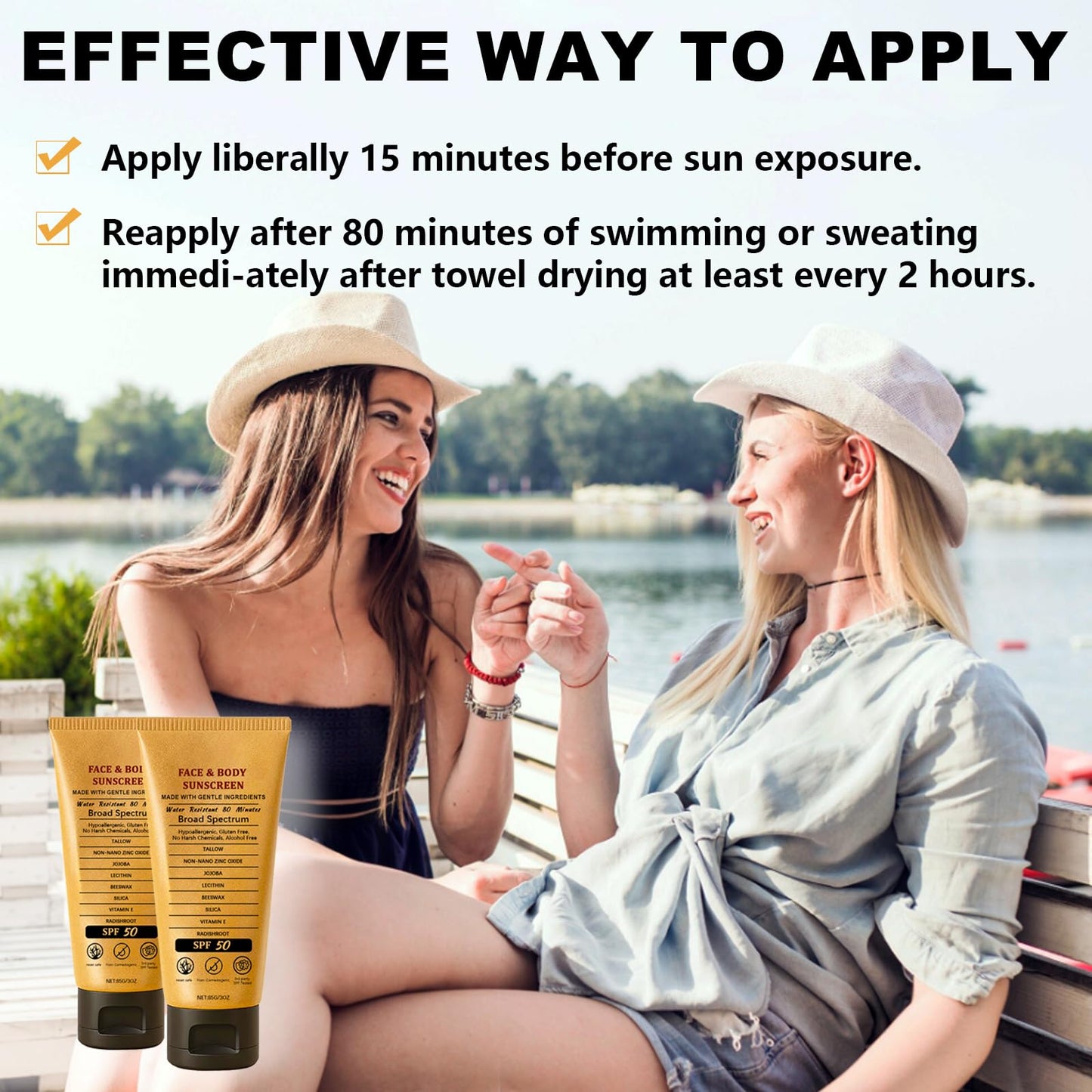 2pcs Beef Tallow Sunscreen with Zinc Oxide Reef Safe Sunscreen SPF 50,Non-Greasy Beef Tallow Sunscree Natural Organic Formula for Body Facial,Women and Men(85g/count)