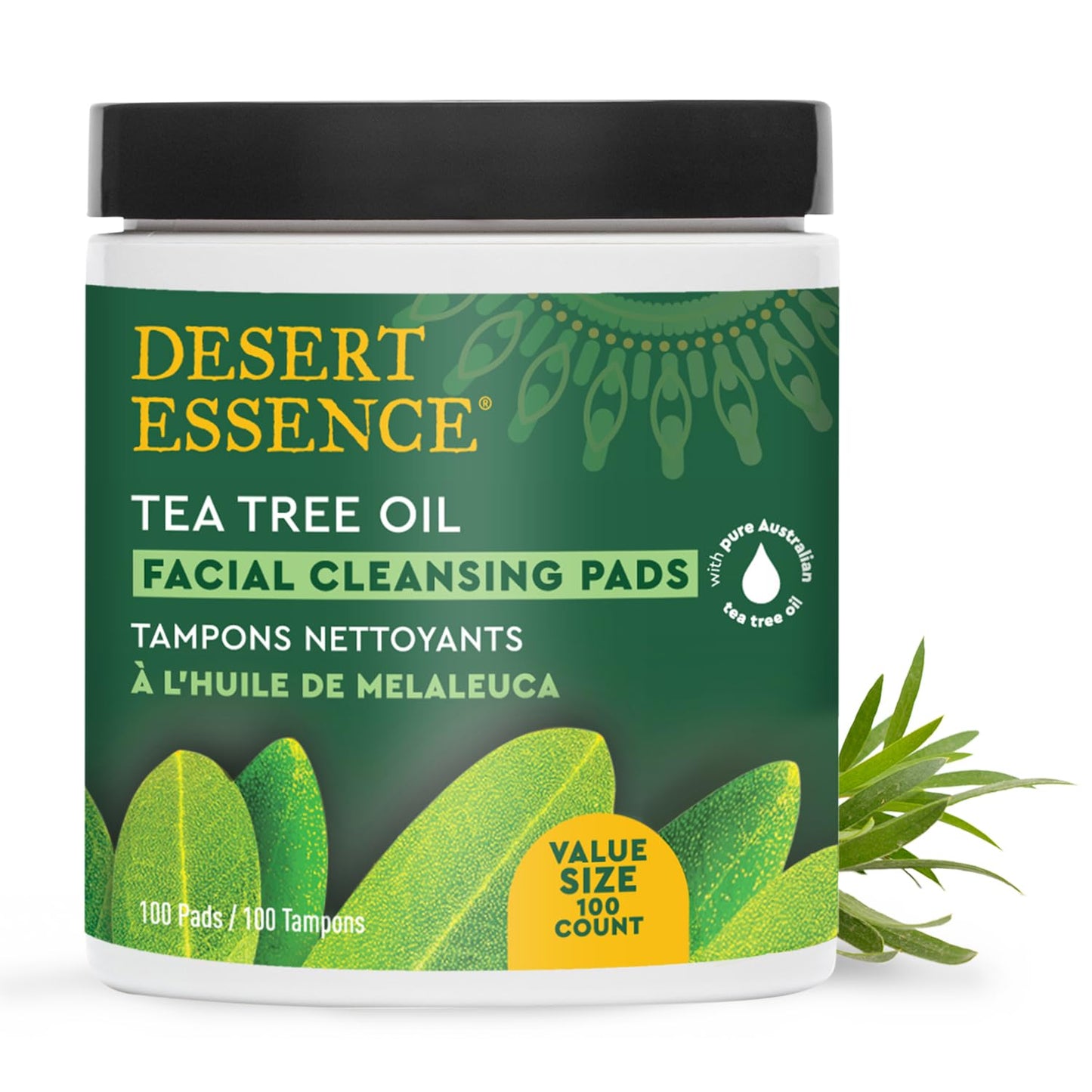 Desert Essence Tea Tree Facial Cleansing Pads 100 Pads Container