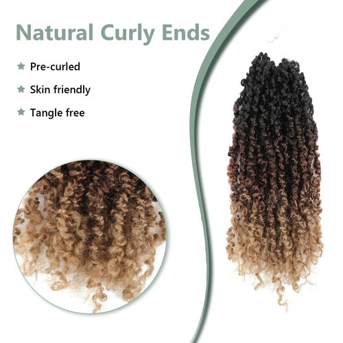 Yanky Twist Crochet Hair - 14 Inch Yanky Twist Pre Looped Crochet Hair 8 Packs Senegalese Twist Crochet Hair Extensions 1B/30/27 Bohemian Passion Twist Hair for Black Women