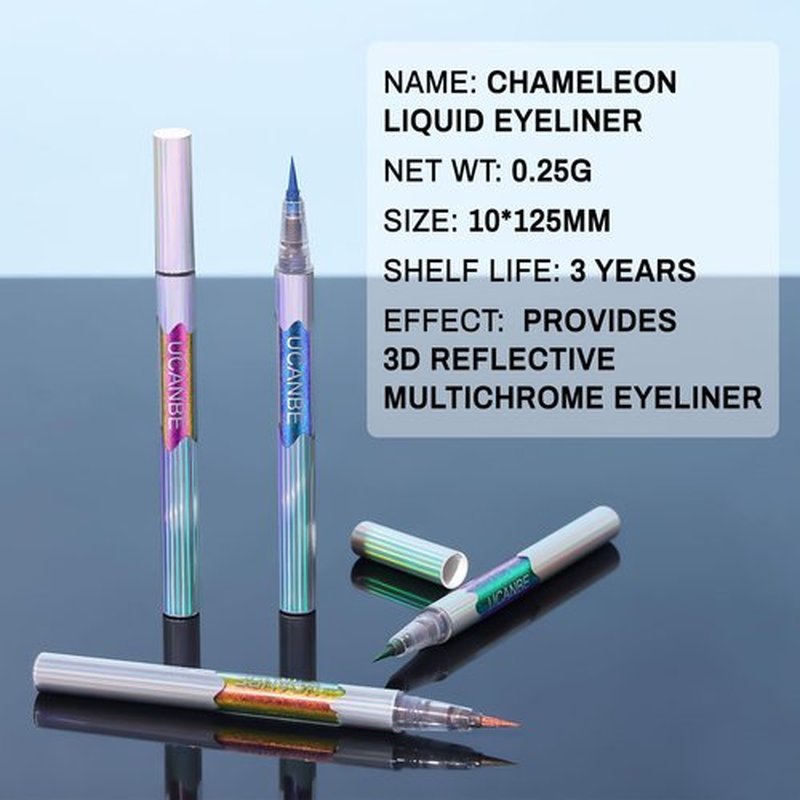 UCANBE Chameleon Liquid Eyeliner - Green Cyan Blue, Multi-Chrome Metallic Shift Eyeliner, Waterproof Glitter Eyeliner with Soft Fine Tip for Multi-Dimensional Eye Looks