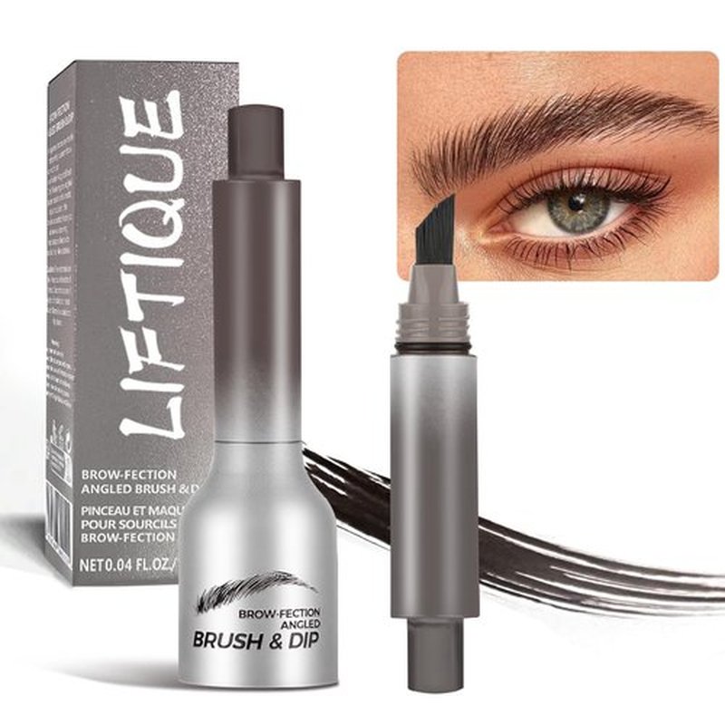 Liftique Brow Brush Angled Brush & Dip Eyebrow Gel, Liquid Eyebrow Brush, Long Lasting Quick Drying, Hair-like eyebrow pencil, Pressed Wild Eyebrow Pen (Esoresso)