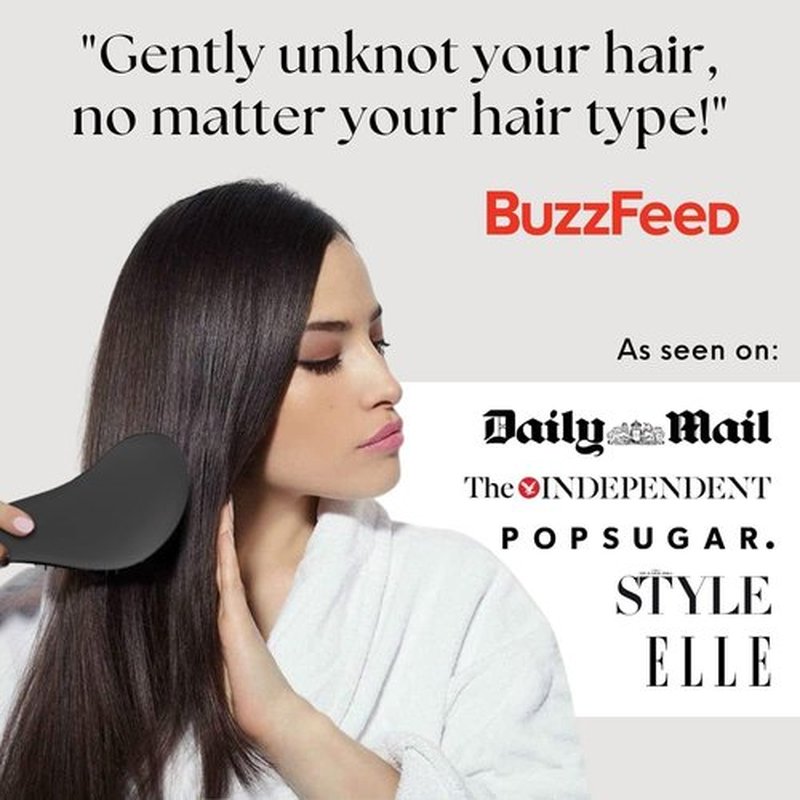 Lily England Detangler Brush for Curly Hair, Thick, Straight & Natural Hair - Gentle Detangling Hair Brush for Women, Kids & Toddlers with Flexible Bristles - Hairbrush for Wet & Dry Hair, Black