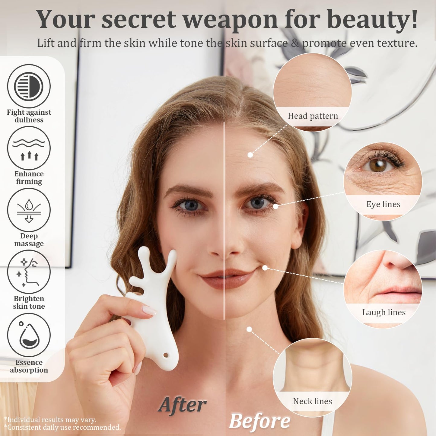 6-in-1 Ceramic Gua Sha Tool for Body & Face, Lymphatic Drainage, Trigger Point, Face Sculpting, Whole Body Relaxation & Stress Relief at Home, Portable Self-care Gifts for Women with Cellulite