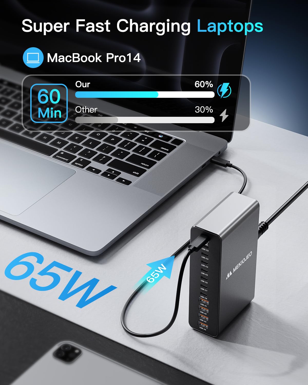 12 Ports Aluminum Alloy 380W Charging Station Fast USB C Charger Block