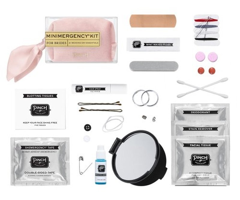 Pinch Provisions Minimergency Kit for Brides, Velvet Blush, Includes 21 Must-Have Emergency Essential Items for Your Big Wedding Day, Compact, Multi-Functional Zipper Pouch, Perfect Survival Kit Gift