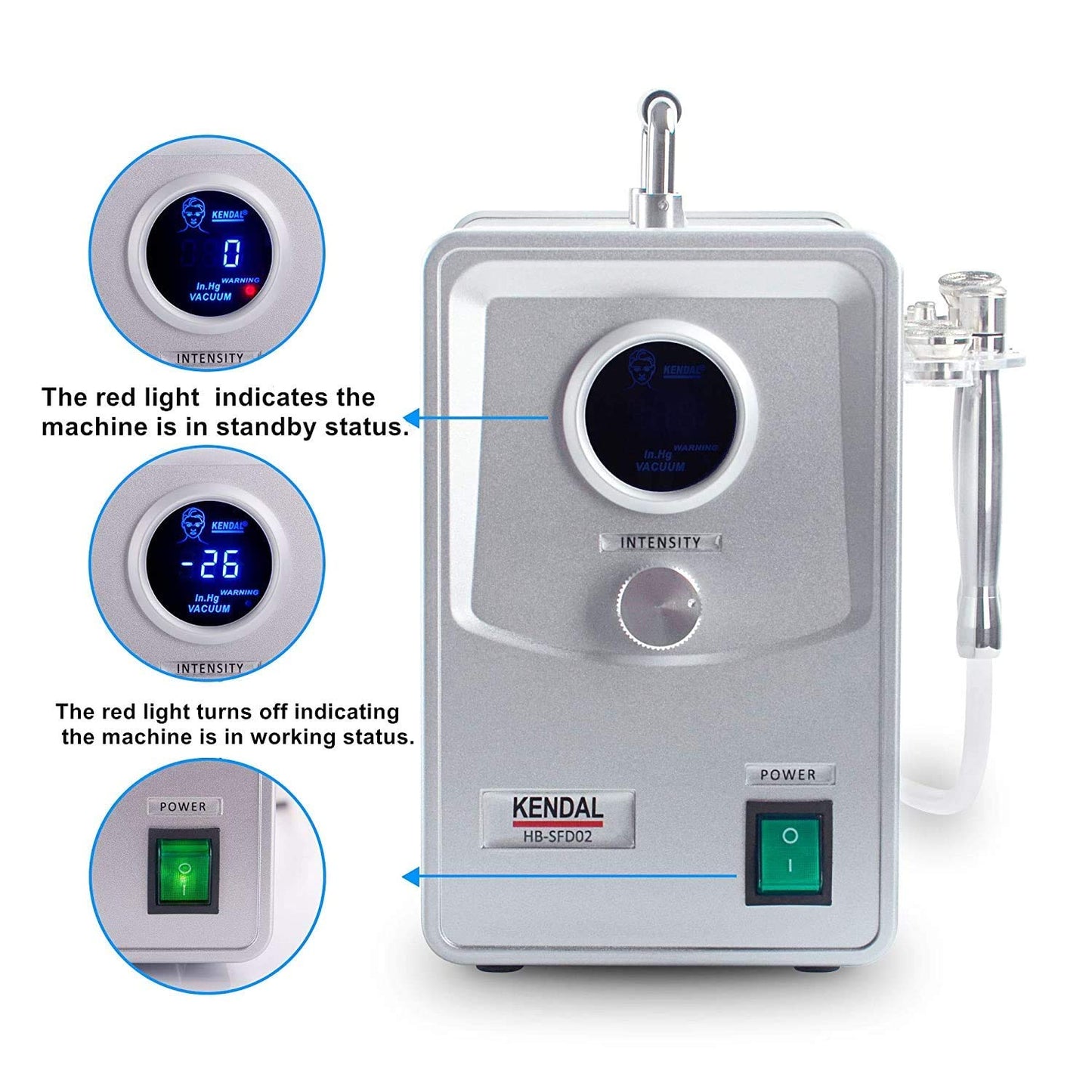 Kendal Professional Diamond Microdermabrasion Machine, Dermabrasion Facial Skin Care Equipment with Digital Display also good for home use 110V-220V HB-SFD02