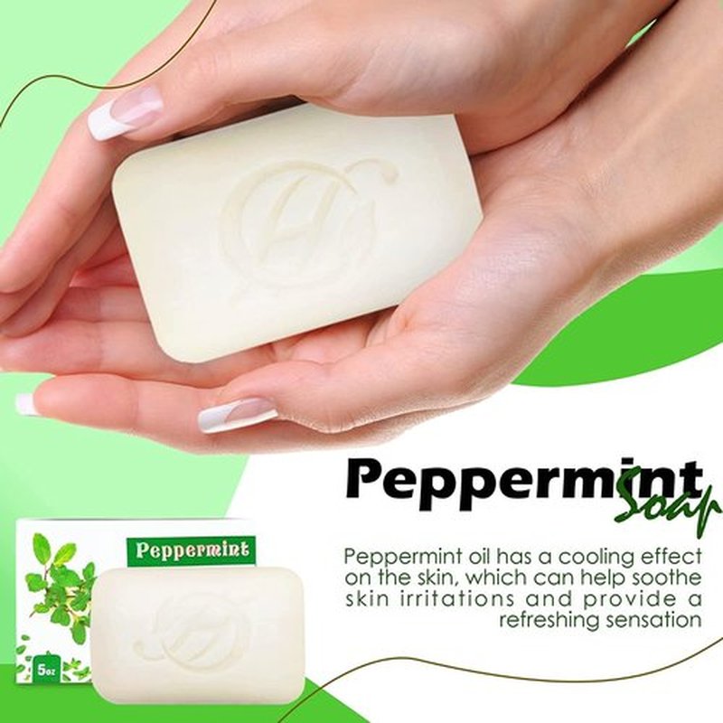 HERBOGANIC Peppermint Herbal Soap | Pack of 3 of 5oz soap Bar | Natural Bar Soap for Face and Body | Hydrating and Nourishing | Suitable for Men and Women