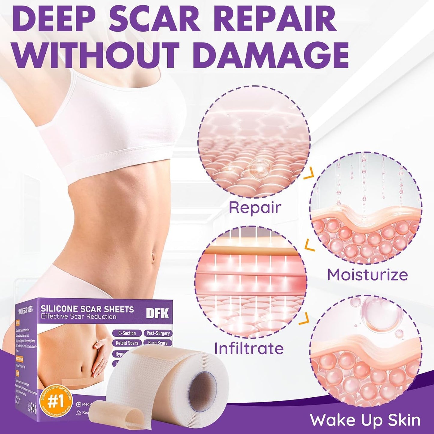 Silicone Scar Sheets, Silicone Scar Tape(1.6"x 118" Roll-3M)