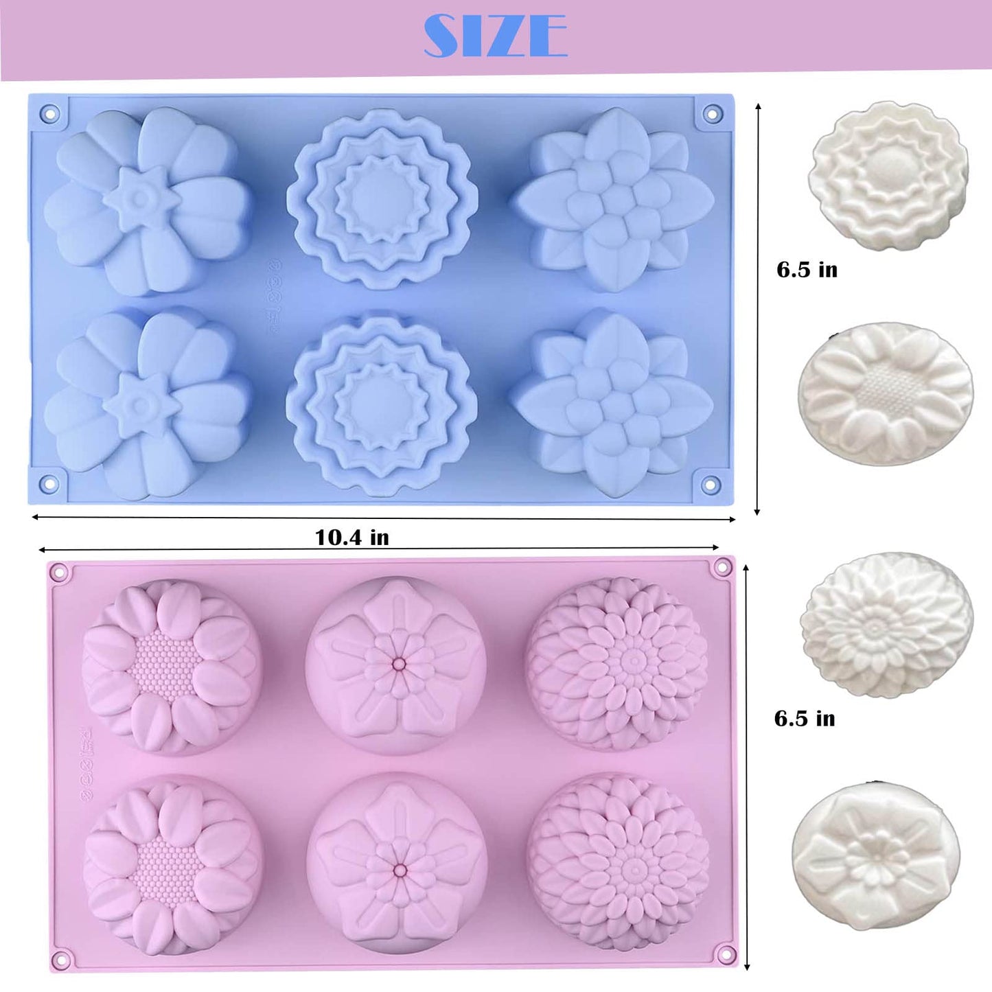 PSKJATIN Soap Molds Silicone Shapes-3PCS 6 Cavities Flower Soap Mold,Silicone Molds for Soap Bath Bombs Shower Steamer Lotion Bars