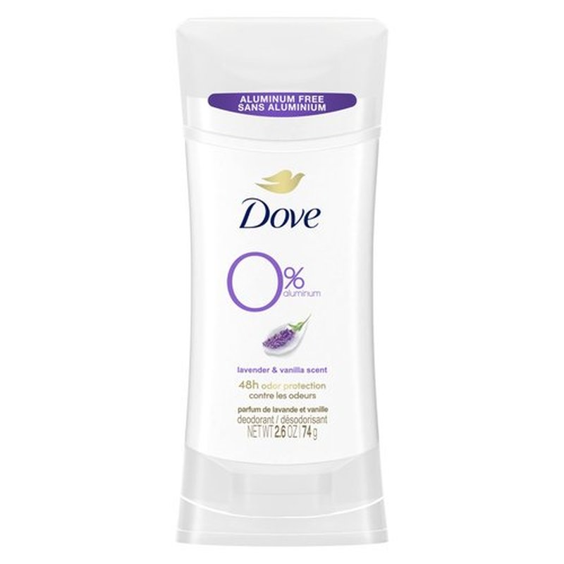 Dove 0% Aluminum Deodorant Stick Non irritating Deodorant for Underarm Care Lavender and Vanilla Kindest Aluminum free Deodorant 2.6 oz