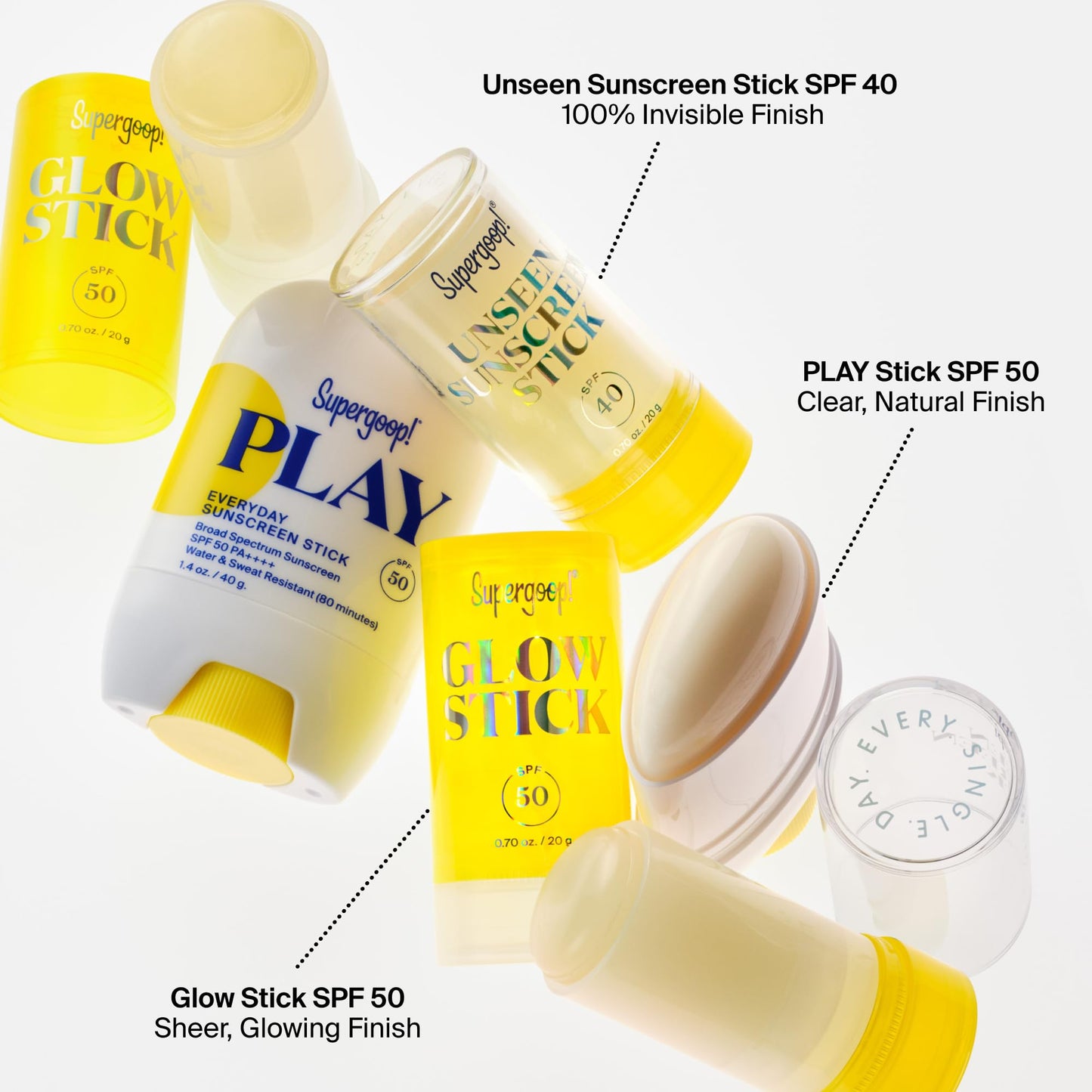Supergoop! Unseen Sunscreen Stick - SPF 40 - Clear & Invisible Sun Protection - Broad Spectrum Face Sunscreen - Glides Over Makeup - Natural Finish - For All Skin Types - 0.7 fl oz (Pack of 2)