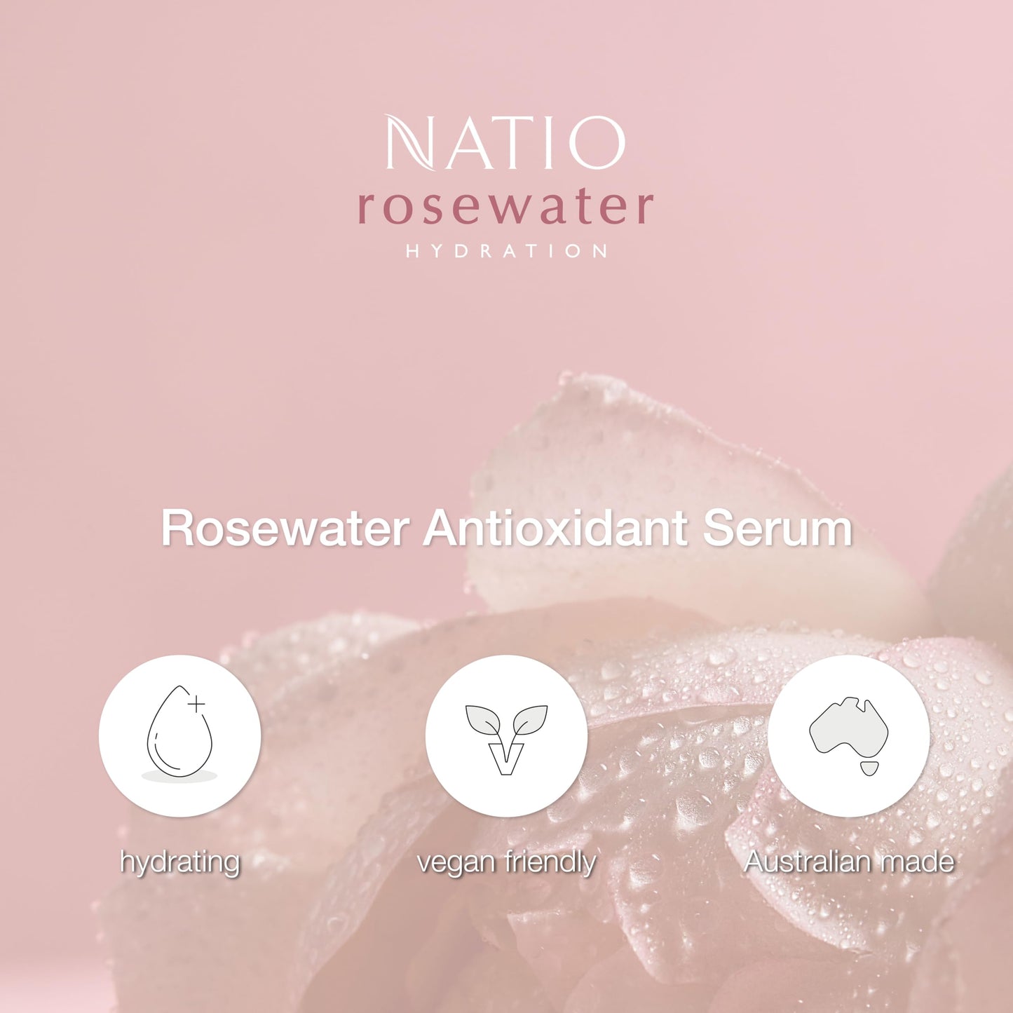 Natio Rosewater Hydration Antioxidant Serum 1 oz – Anti-Aging & Moisturizing Facial Serum with Shea Butter