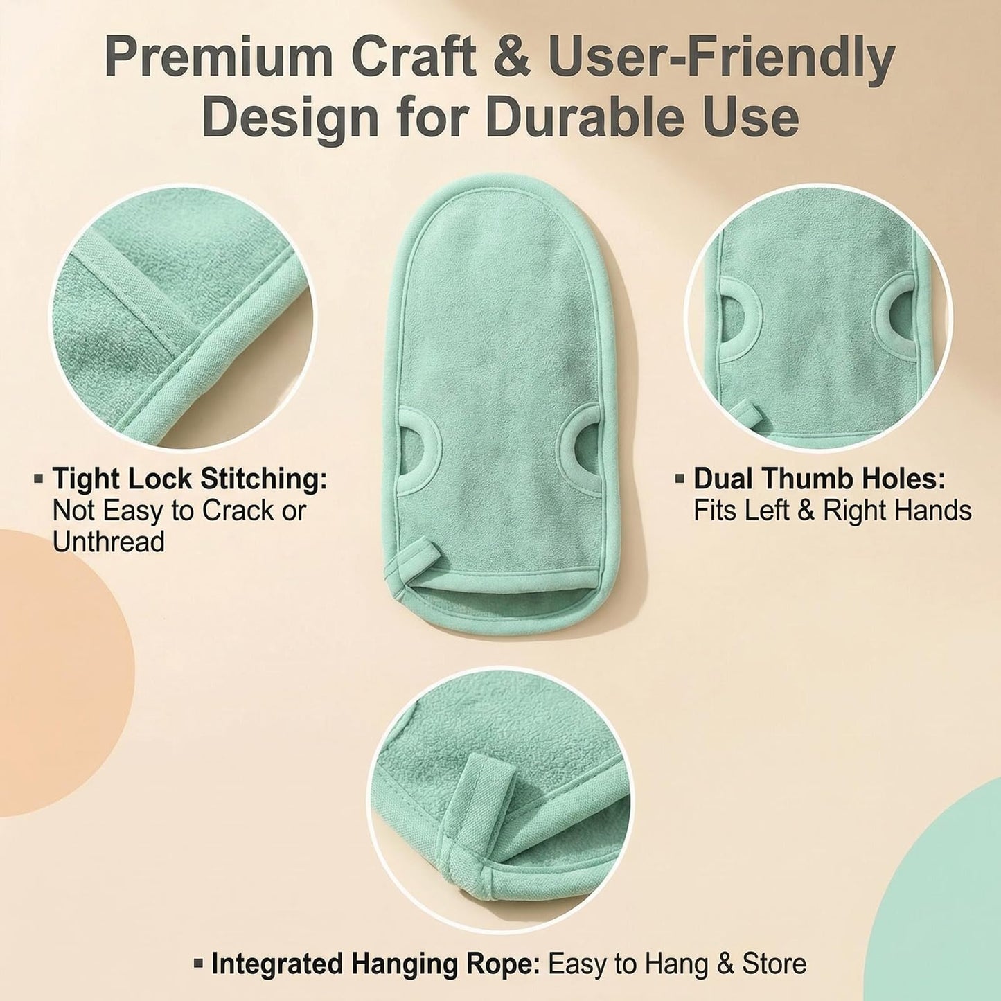 3PCS Bathing Mittens Shower Soft Skin Care Face Body Wash Massage Spa Mitt for Adult and Kids(Color Random)