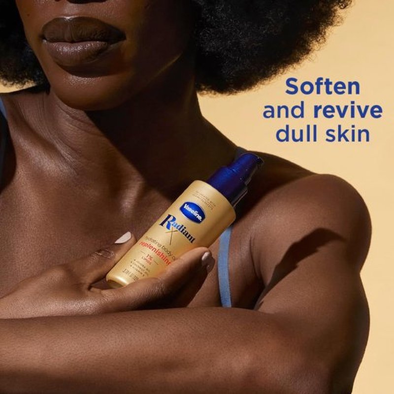 Vaseline Radiant X Even Tone Body Lotion 11 oz & Replenishing Body Oil 3.7 oz Bundle