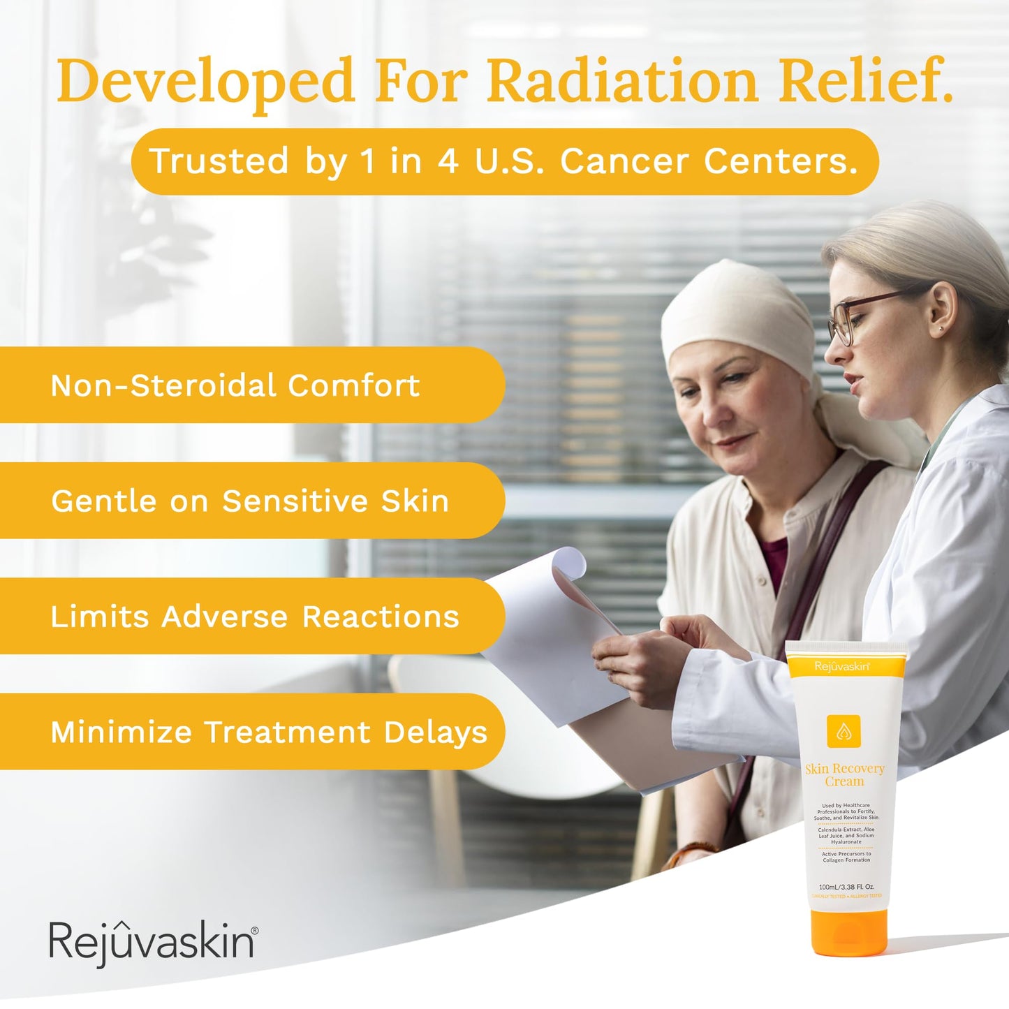 Rejuvaskin Skin Recovery Cream with Aloe Vera, Eczema Relief Cream for Dry, Itchy & Sensitive Skin, Hydrating & Cooling Moisturizer, Radiation Relief Cream, 100 ml - Pack of 10