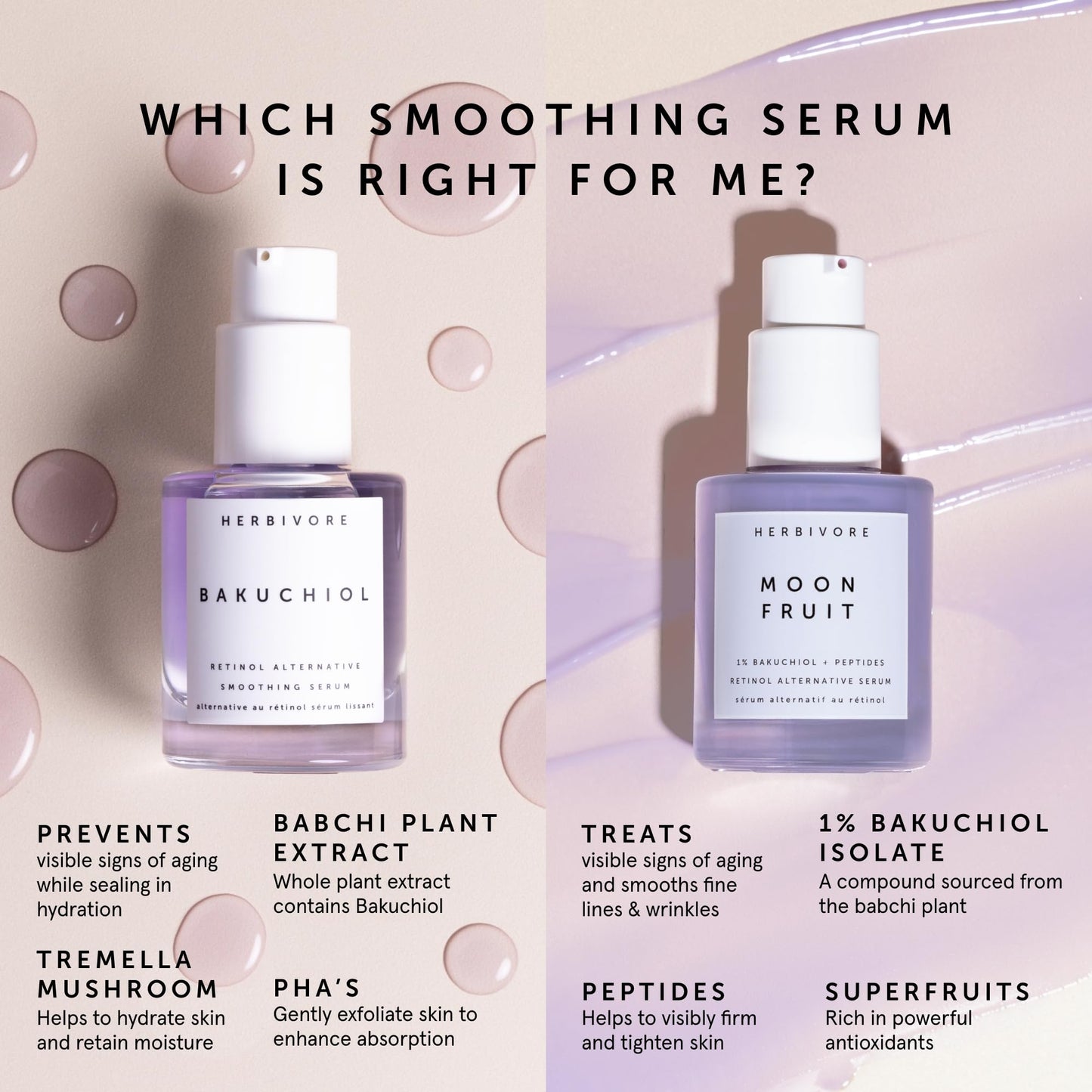 HERBIVORE Bakuchiol Retinol Alternative Face Serum | Smooths Skin, Improves Texture & Elasticity, Reduces Fine Lines & Wrinkles | Plant-based, Vegan, Cruelty-free, 30mL / 1 oz