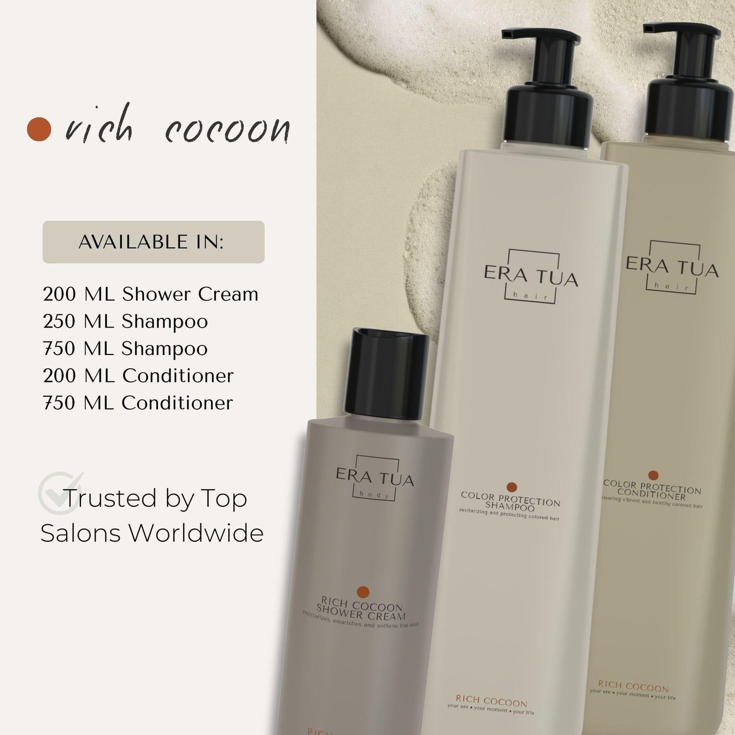 ERA TUA Rich Cocoon Shower Cream | Dutch Made Formulated | Natural Vegan & Cruelty Free | Paraben, Sulfate & Silicone Free | Moisturizing Body Wash for All Skin Types | 200 ml