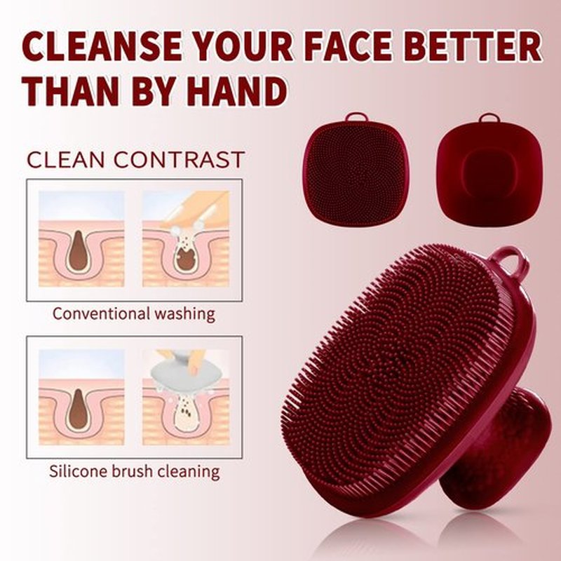 VWMYQ Silicone Face Scrubber for Men Facial Cleansing Brush Silicone Face Wash Brush Manual Waterproof Cleansing Skin Care Face Brushes for Cleansing and Exfoliating (red)