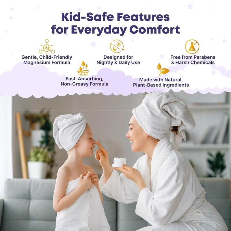 Magnesium Lotion for Kids - Calming Bedtime Cream with Lavender | Soothing Relief for Babies & Juniors