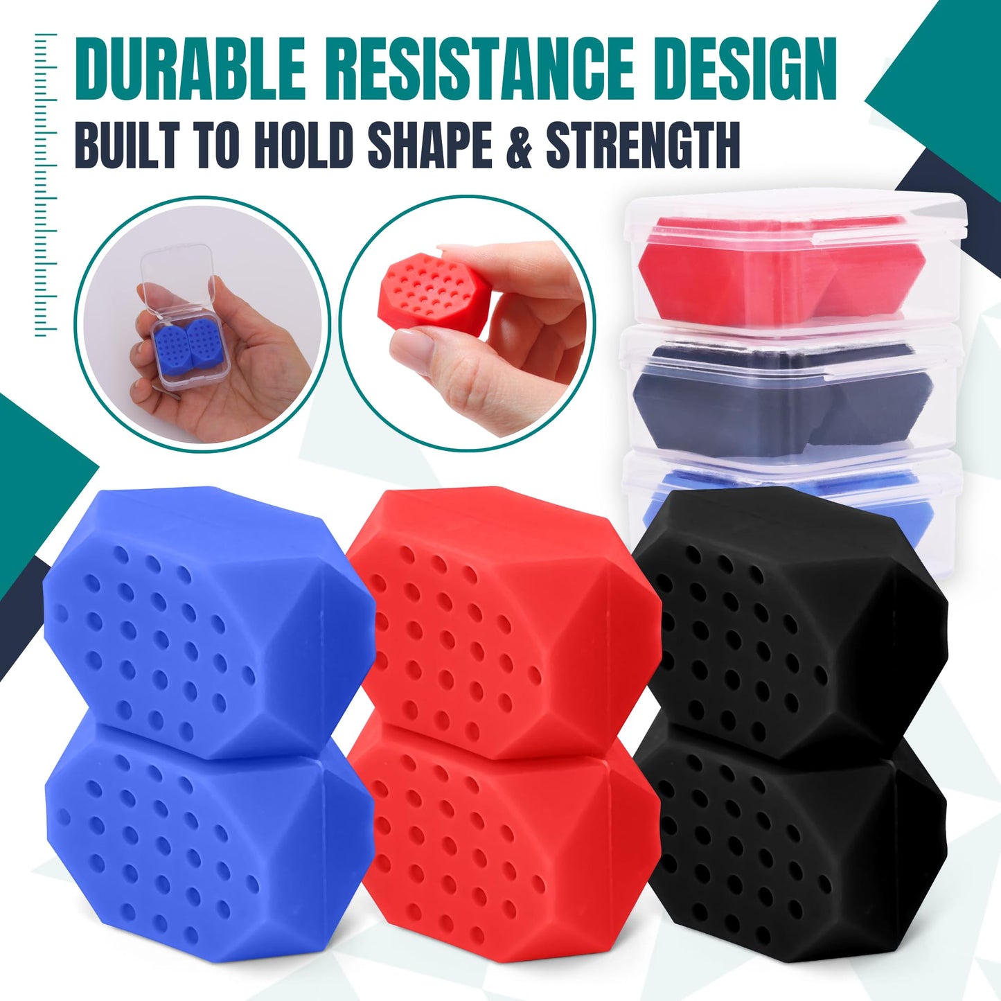 NexFit Jaw Exerciser for Men & Women – 3-Level Resistance Jaw Trainer for Men & Women – Food-Grade Silicone Double Chin Reducer – 6 Piece Kit with Carry Cases – Compact Mewing Jawline Shaper for Women