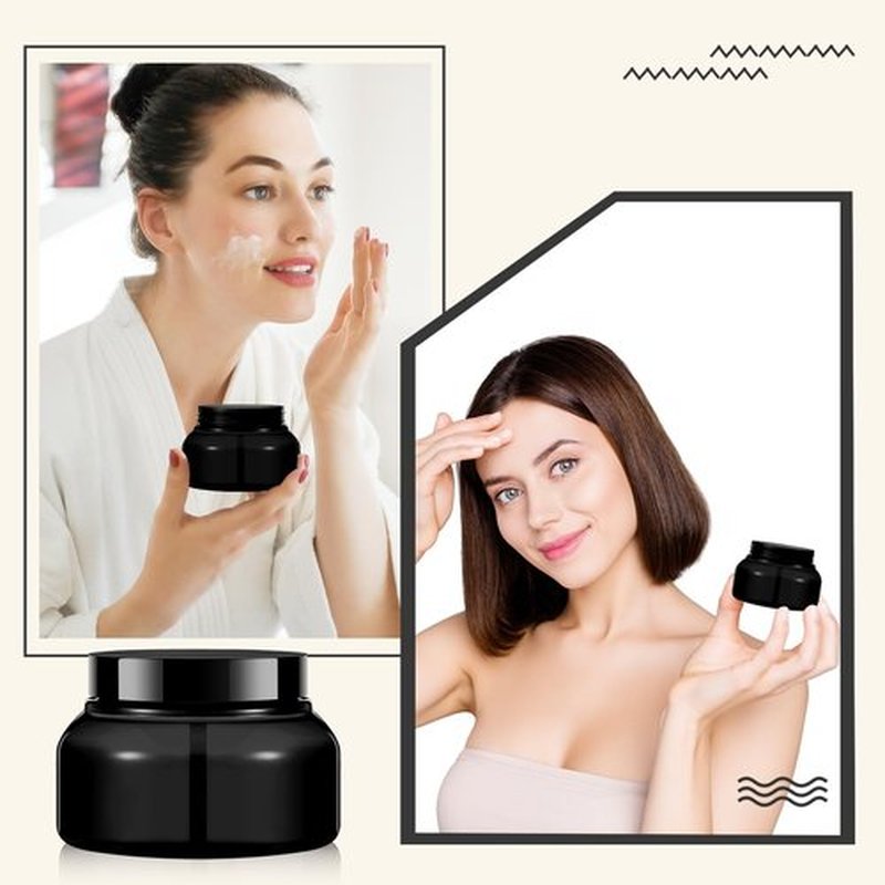 Tessco 24 Pack Plastic Jars with Lids Labels Plastic Containers Round Refillable Cosmetic Containers Empty Body Butter Jars Sugar Scrub Containers for Cosmetics (Black,8 oz)