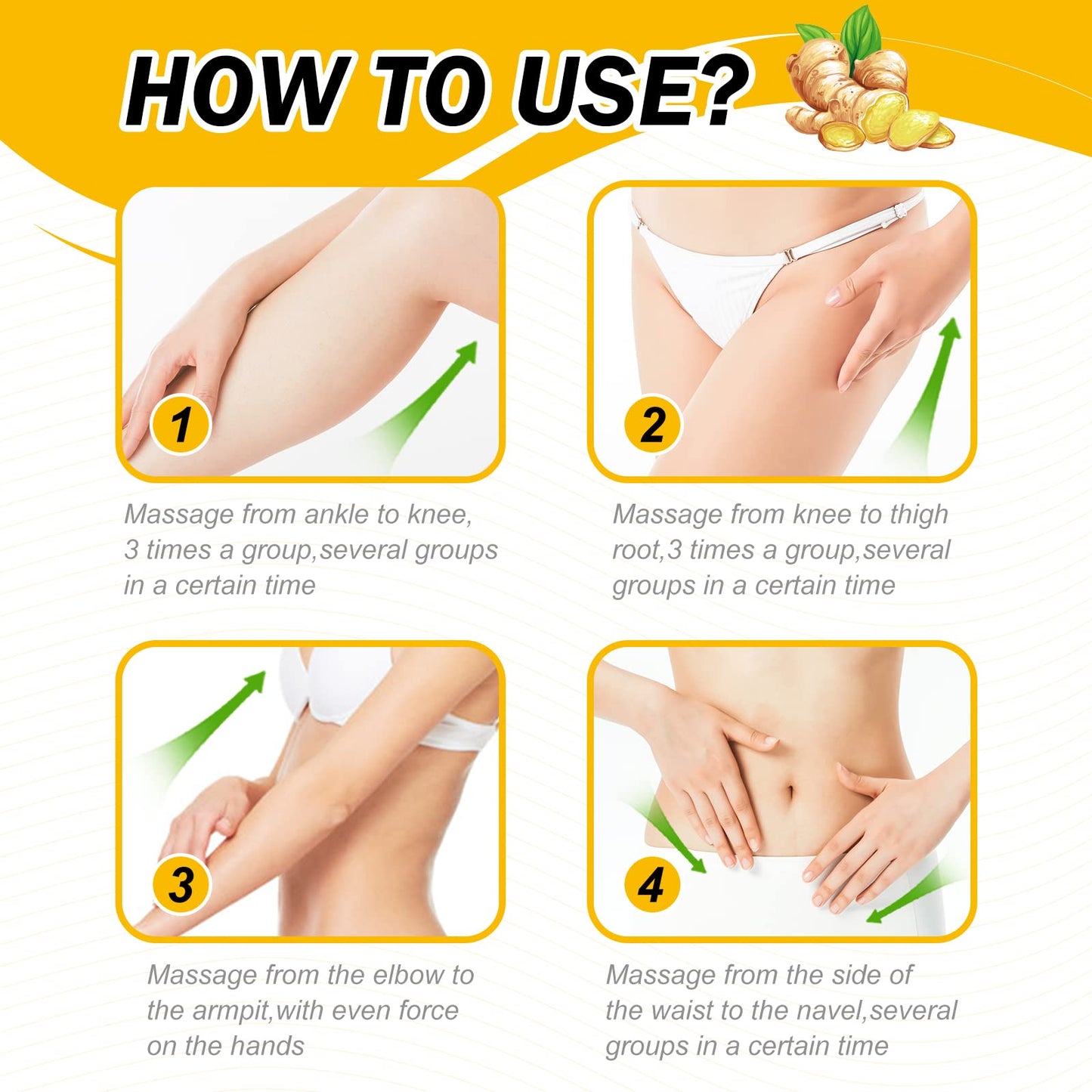ALIVER Fat Burning Cream Lose Weight Fast for Women, Ginger Slimming Lotion That Burns Stomach Body Fat, Cellulite Cream for Thighs, Belly and Butt
