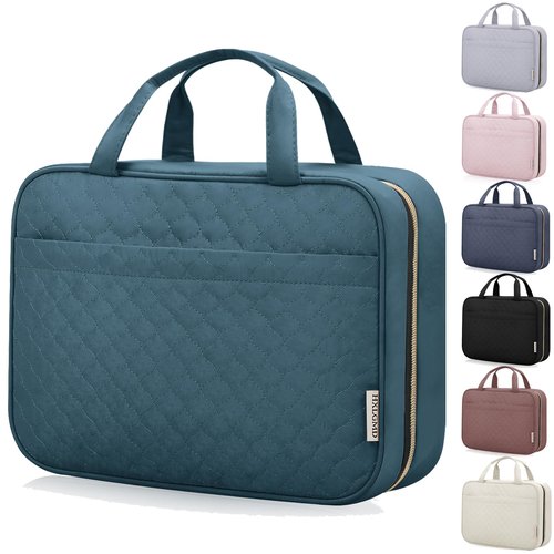 HXLGMD Travel Toiletry Bag for Women, Portable Makeup Cosmetic Bag with Hanging Hook, Travel Essentials 3 in 1 Packing Organizer Travek Bag for Accessories, Shampoo, Full-size Container, Toiletries