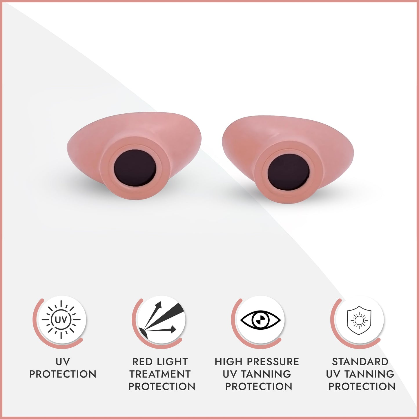 Super Sunnies Strapless FDA Compliant Red Light Tanning Bed Goggles - Peach