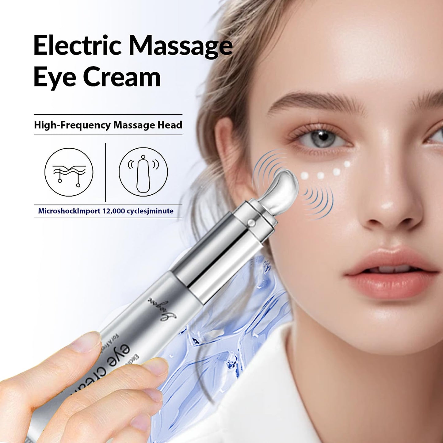 Multi-Peptide & Retinol Eye Cream,Electric Massage Eye Cream With Caffeine,Niacinamide,Vitamin C & for Dark Circles, Puffiness Puffy Bags & Wrinkles ，Anti-Aging Eye Cream for Fine Lines, 0.7 fl.oz