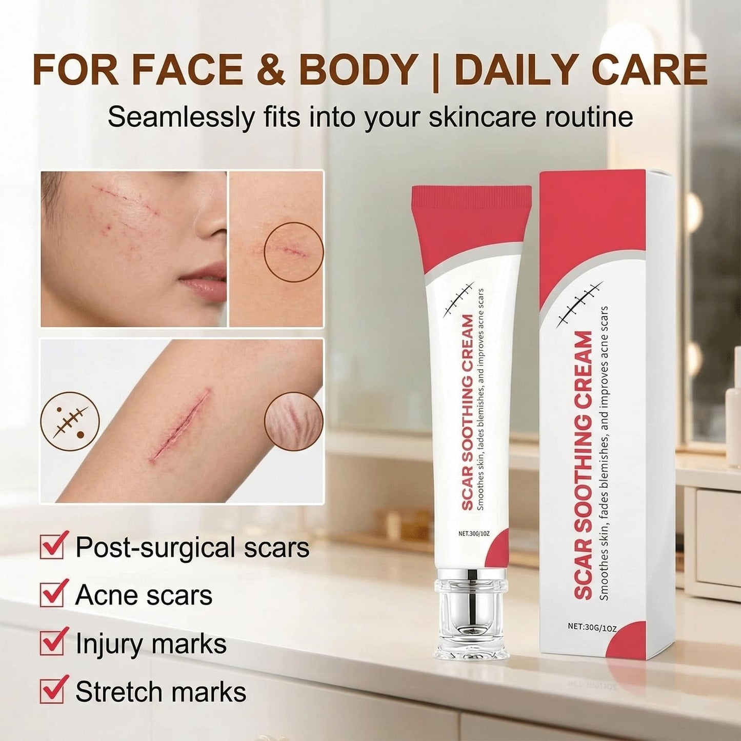 Novacarax Scar Soothing Cream & Smoothing Cream for Scars,Helps Improve Appearance for Surgical Scars and Keloid Bump, Reduces Redness,For Skin Recover Smooth (2pcs)