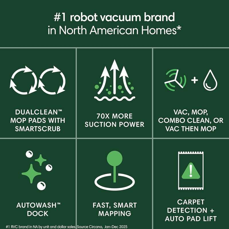 iRobot Roomba 405 Combo Robot Vacuum & Mop - AutoWash Dock, Self-Emptying, LiDAR Navigation | Spinning Mop Pads