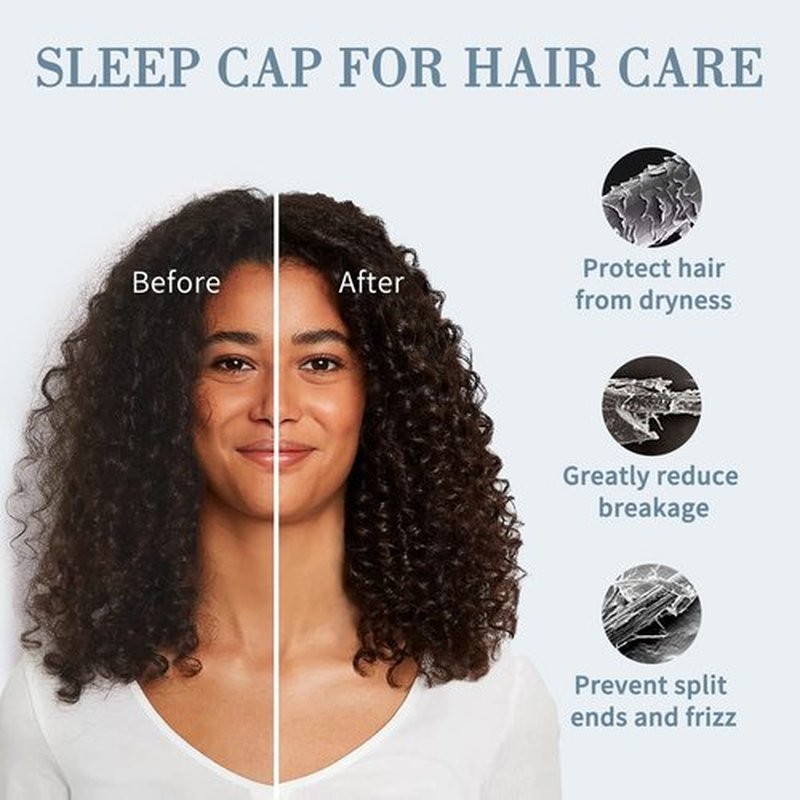 Fittia Satin Hair Bonnet for Sleeping, Silky No Frizzy for Curls Care, Adjustable Strap for Non-Slip, Dreadlocks Cap for Women&Men Ivory