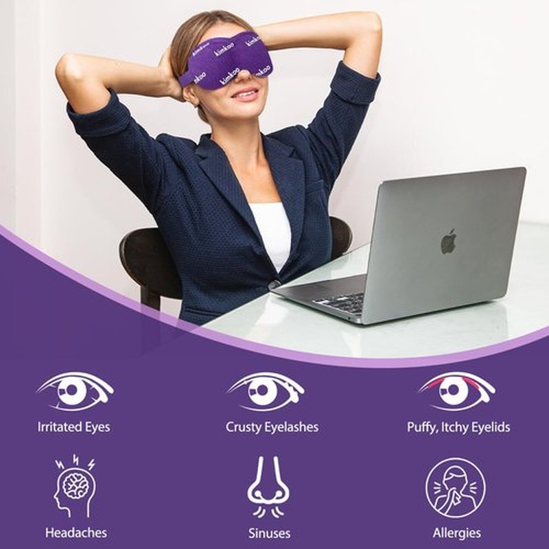 Heated Eye Mask, Microwave Warm Eye Compress, Moist Heat Eye Mask for Dry Eyes, Styes, Blepharitis, Itchy Eyes and Eye Strain Relief (Purple)