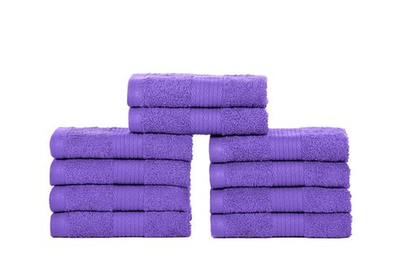 Ample Decor Wash Cloths Pack of 10, Oeko Tex Certified 600 GSM 100% Cotton Soft Absorbent, Premium Quality Durable Machine Washable, Ideal for Bathroom, Pool, Hotel, Spa – Purple