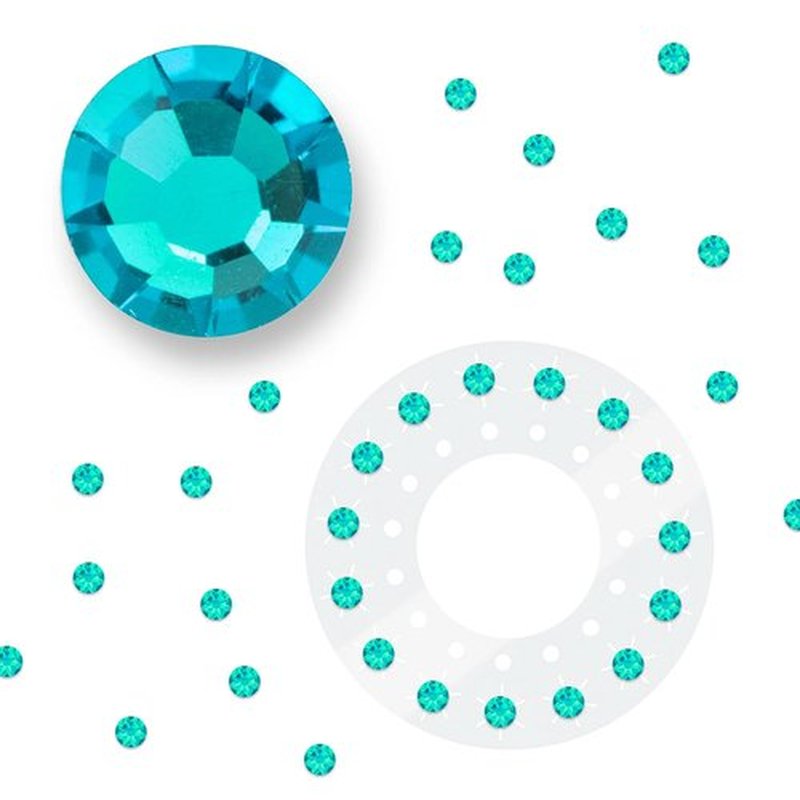 blinger Crystal Refill Pack | 5 Discs - 75 Precision-Cut Glass Crystals | Styling Tool not included | Light Turquoise 4 mm