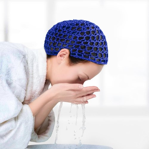 Etercycle 3 Pieces Mesh Crochet Hair Net Snoods for Women, Soft Rayon Knit Crochet Hairnet Hair Cover Accessory for Sleeping (Black, Blue, khaki)