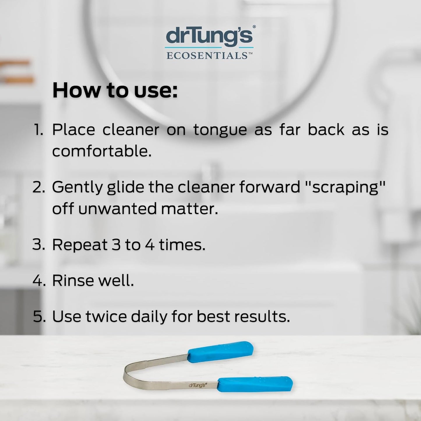Dr. Tung's Stainless Steel Tongue Cleaner - Pack of 4 for Fresh Breath