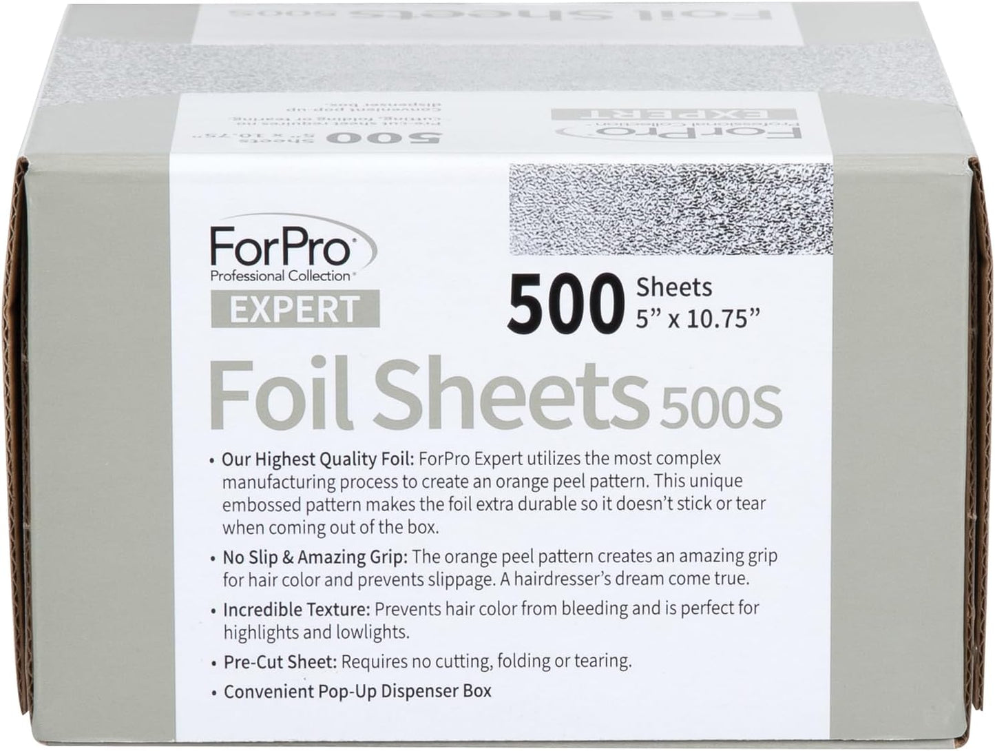 ForPro Expert Embossed Aluminum Foil Sheets 500S, Pop-Up Foil Dispenser, Hair & Food Safe, 5' W x 10.75' L, Pack of 2 (500-Count)