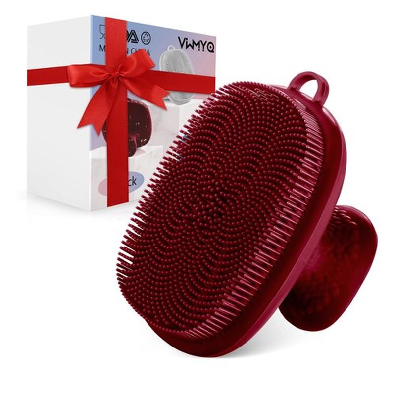 VWMYQ Silicone Face Scrubber for Men Facial Cleansing Brush Silicone Face Wash Brush Manual Waterproof Cleansing Skin Care Face Brushes for Cleansing and Exfoliating (red)