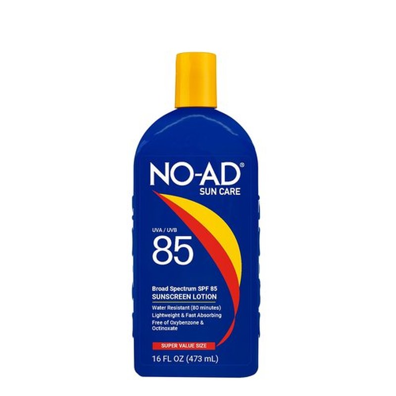 NO-AD SPF 85 Sunscreen Lotion | Broad Spectrum UVA/UVB Protection | Water Resistant | Octinoxate & Oxybenzone Free with moisturizing Vitamin E and Aloe 16oz | Pack of 2