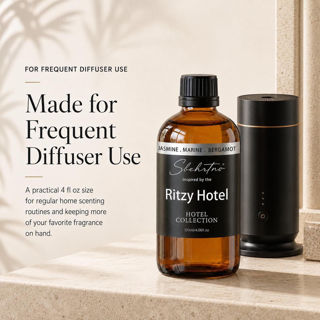 Sbehrtno Hotel Collection Diffuser Oil, Coastal Hotel-Inspired Home Fragrance with Lemon, Bergamot & Sea Breeze, for Waterless Diffusers & Scent Machines(4 Fl Oz (Pack of 1))